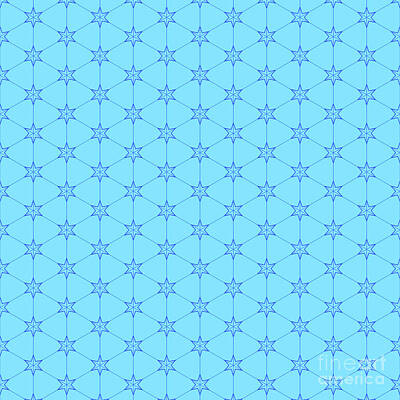 Royalty-Free and Rights-Managed Images - Japanese Star In Isometric Grid Pattern In Day Sky And Azul Blue n.1470 by Holy Rock Design