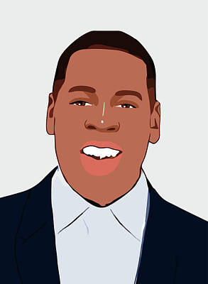 Celebrities Royalty-Free and Rights-Managed Images - Jay Z Cartoon Portrait 2 by Ahmad Nusyirwan