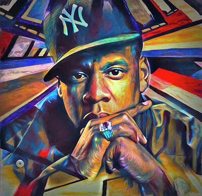 Musician Mixed Media - Jay Z Rapper Songwriter Icon by Mal Bray