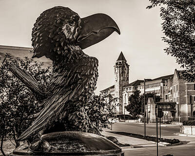Football Royalty-Free and Rights-Managed Images - Jayhawk Boulevard University Skyline in Sepia - Lawrence Kansas by Gregory Ballos
