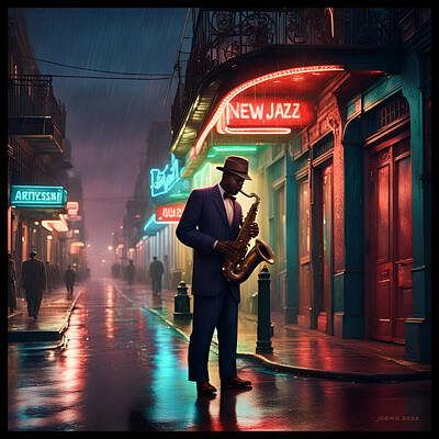 Jazz Digital Art - Jazz In Red by Greg Joens