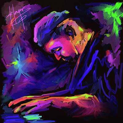 Recently Sold - Jazz Painting Royalty Free Images - Jazz Monster Dave Frank Royalty-Free Image by DC Langer