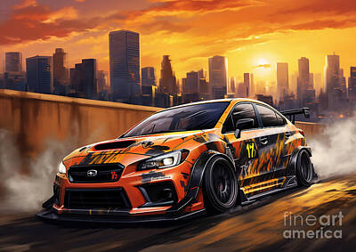 Recently Sold - Abstract Paintings - JDM car Subaru WRX STI by Lowell Harann