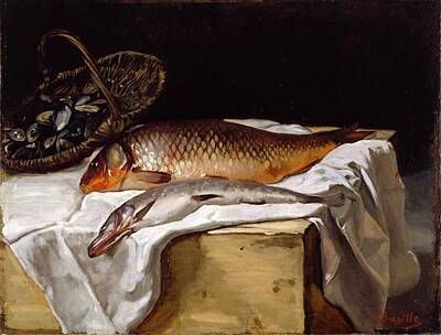 Graphic Tees - Jean Frederic Bazille Still Life with Fish  by Artistic Rifki