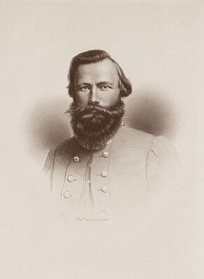 Portraits Drawings - JEB Stuart Engraved Portrait by War Is Hell Store