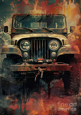 Minimalist Movie Posters 2 Rights Managed Images - Jeep with a grunge texture overlay  Royalty-Free Image by Destiney Sullivan