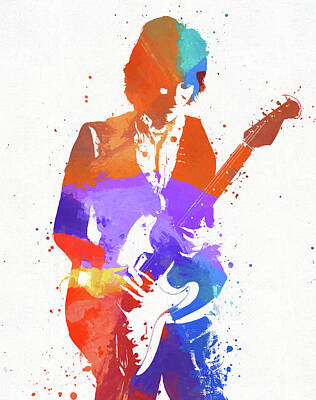 Rock And Roll Paintings - Jeff Beck Color Splash Tribute by Dan Sproul