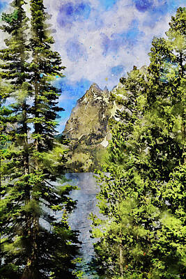 Abstract Animalia Royalty Free Images - Jenny Lake Watercolor Painting Royalty-Free Image by Dan Sproul