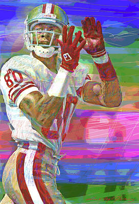 Athletes Paintings - Jerry Rice Super Bowl by David Lloyd Glover
