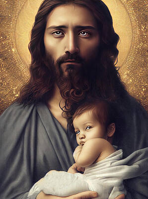 Wild Weather Rights Managed Images - Jesus Holding a Baby Royalty-Free Image by Adam Vance