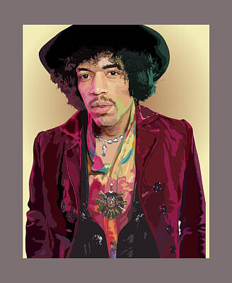 Wine Digital Art Royalty Free Images - Jimi Hendrix Royalty-Free Image by Lisa Wing