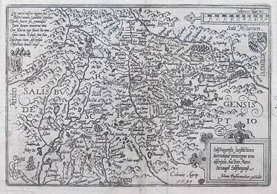 Line Drawing Quibe Rights Managed Images - Johann Bussemacher active around 1580-1613 early map of Salzburg Royalty-Free Image by Johann Bussemacher