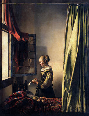 Colorful People Abstract - Johannes Vermeer s Girl Reading a Letter by an Open Window by MotionAge Designs