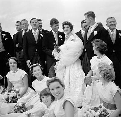 Celebrities Photos - John and Jackie Kennedy With Their Wedding Party - 1953 by War Is Hell Store