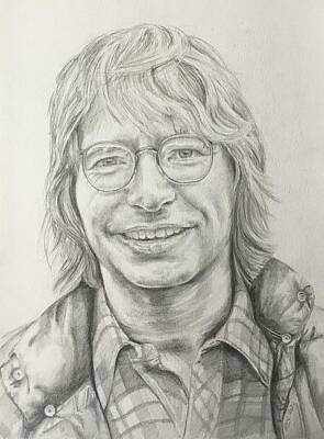 Musicians Drawings Royalty Free Images - John Denver Royalty-Free Image by Anne Park