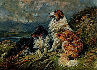 Vintage State Flags - John Emms 1843 1912 COLLIES ON THE MOOR by Artistic Rifki