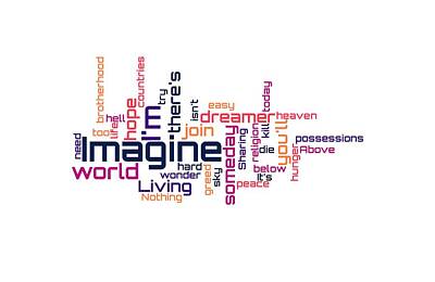 Music Digital Art - John Lennon - Imagine Lyrical Cloud by Susan Maxwell Schmidt