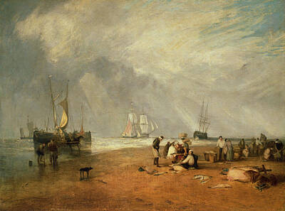 Pediatricians Office Rights Managed Images - John Mallord William Turner  The Fish Market at Hastings Beach 1810 Royalty-Free Image by Arpina Shop