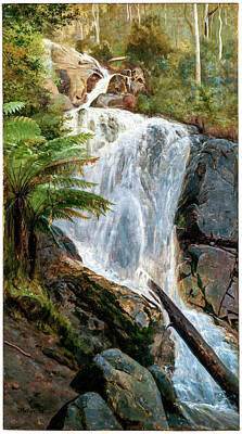 The Modern Lodge - John Mather 1848 1916 A waterfall Australia by Artistic Rifki