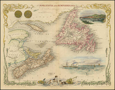 Landmarks Drawings - John tallis Title Nova Scotia and Newfoundland 1851 by John tallis