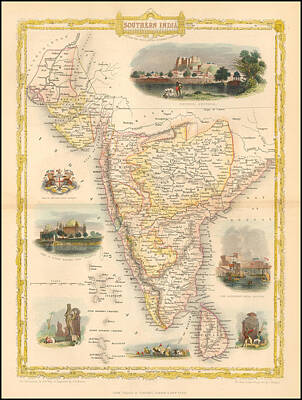 Funny Kitchen Art - John Tallis Title Southern India 1851 by John Tallis