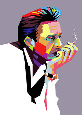 Actors Digital Art - Johnny Cash Wpap Pop Art by Ahmad Nusyirwan