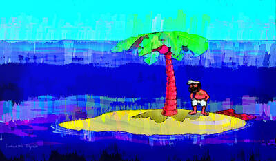 Comics Paintings - Johnny Castaway And Island Of Dreams 2 - PA2 by Leonardo Digenio