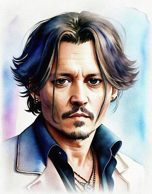 Actors Paintings - Johnny Depp, Actor by Sarah Kirk
