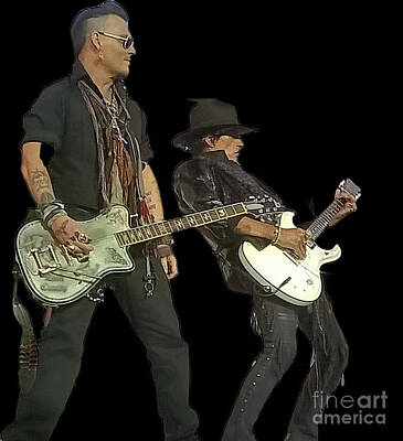 Rock And Roll Digital Art - Johnny Depp and Joe Perry  by Sheryl Chapman Photography
