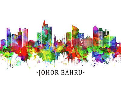 City Scenes Mixed Media - Johor Bahru Malaysia Skyline by NextWay Art