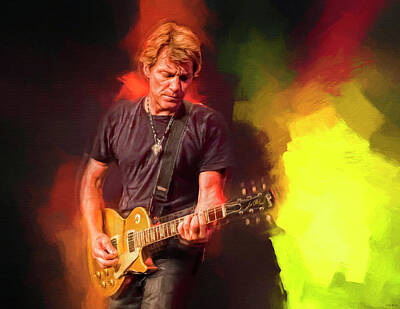 Musician Mixed Media Rights Managed Images - Jon Bon Jovi Live Royalty-Free Image by Mal Bray