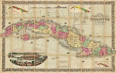Food And Beverage Paintings - Jose Maria De La Torre - Mapa Topografica Pintoresco de la Isla de Cuba 1873 by Padre Martini by Padre Martini