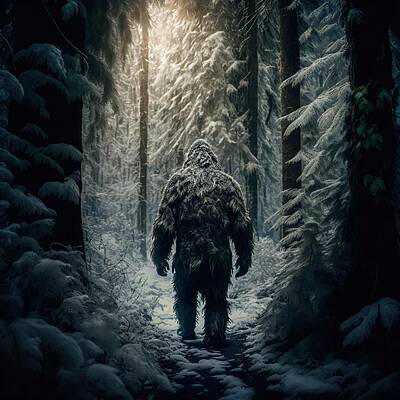Mountain Digital Art - Journey of the Yeti by iTCHY