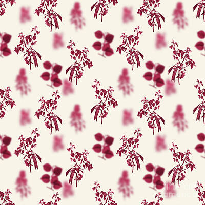 Roses Mixed Media - Judas Tree Botanical Seamless Pattern in Viva Magenta n.1039 by Holy Rock Design