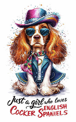 Animals Royalty-Free and Rights-Managed Images - Just a Girl Who Loves English Cocker Spaniel - English Cocker Spaniel Lover - English Cocker Spaniel funny - cute animal by Rhys Jacobson