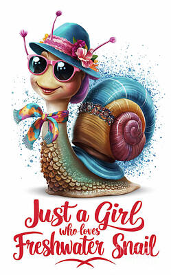 Animals Royalty-Free and Rights-Managed Images - Just a Girl Who Loves Freshwater Snail - Freshwater Snail Lover - Freshwater Snail funny - cute animal by Rhys Jacobson