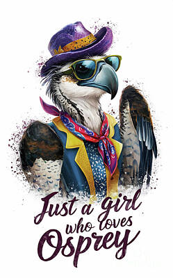 Birds Digital Art Rights Managed Images - Just a Girl Who Loves Osprey - Osprey Lover - Osprey funny - cute animal Royalty-Free Image by Rhys Jacobson