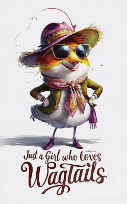 Animals Digital Art - Just a Girl Who Loves Wagtails - Wagtails Lover - Wagtails funny - cute animal by Rhys Jacobson