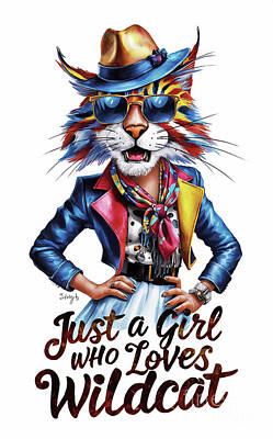 Animals Digital Art - Just a Girl Who Loves Wildcat - Wildcat Lover - Wildcat funny - cute animal by Rhys Jacobson