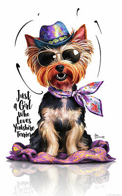 Animals Digital Art - Just a Girl Who Loves Yorkshire Terrier - Yorkshire Terrier Lover - Yorkshire Terrier funny - cute animal by Rhys Jacobson