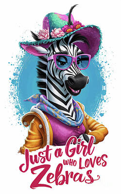 Animals Digital Art - Just a Girl Who Loves Zebras - Zebras Lover - Zebras funny - cute animal by Rhys Jacobson
