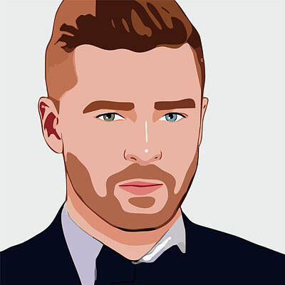 Celebrities Digital Art - Justin Timberlake Cartoon Portrait 1 by Ahmad Nusyirwan