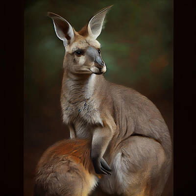 Pineapple - kangaroo  oil  painting  by Asar Studios by Celestial Images