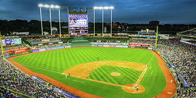 Baseball Photos - Kansas City Baseball Stadium Panorama by Gregory Ballos