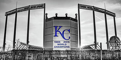 Modern Kitchen - Kansas City Baseball Stadium Panorama - Selective Color by Gregory Ballos