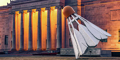 Royalty-Free and Rights-Managed Images - Kansas City Shuttlecock at the Nelson Atkins Museum Panorama by Gregory Ballos