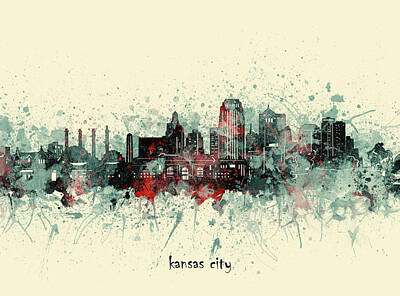 Skylines Digital Art - Kansas City Skyline Artistic V3 by Bekim M