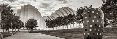 Luck Of The Irish - Kansas Citys Kauffman Center Twilight Panorama - Sepia by Gregory Ballos