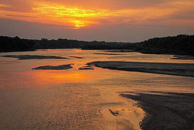 Brad Mangas Royalty-Free and Rights-Managed Images - Kansas River Sunset by Brad Mangas