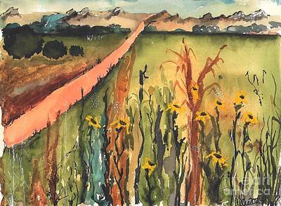 Recently Sold - Lilies Paintings - Kansas Wild Flowers on a Country Road by Allie Lily